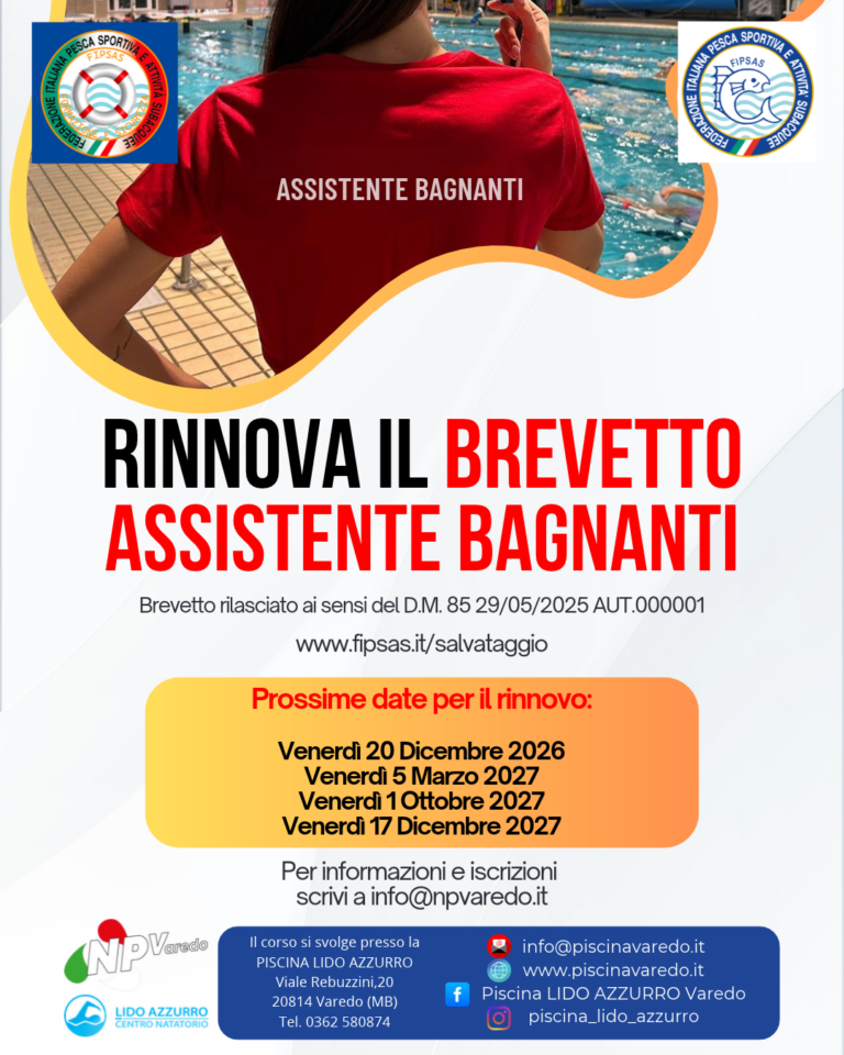 RINNOVO BREVETTO di ASSISTENTE BAGNANTI
