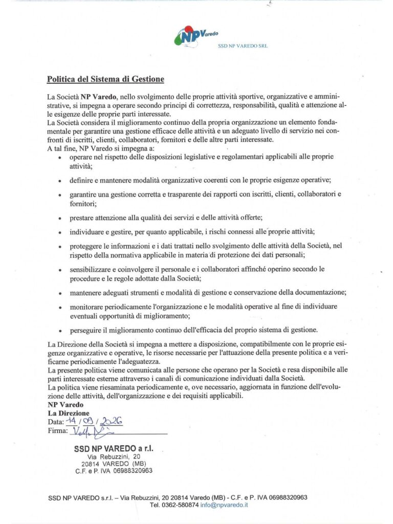politica del sistema di gestione